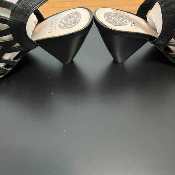 Vince Camuto Black Leather Sandals 10M NWOT/NWOB - Picture 9 of 10